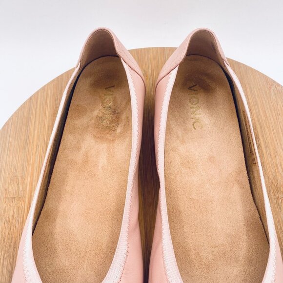 Vionic Shoes Womens 10 Pink Leather Orthotic Ballet Flats Caroll - Picture 4 of 12